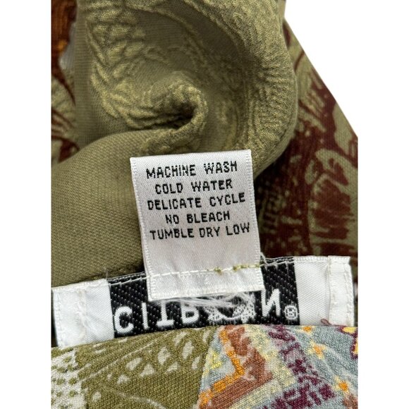 Citron Santa Monica Silk Top Button-Up Tunic Artsy Green Butterfly Women Size 1X - Picture 8 of 8